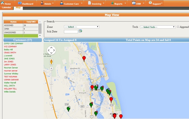 Screenshot of Service Proz Map